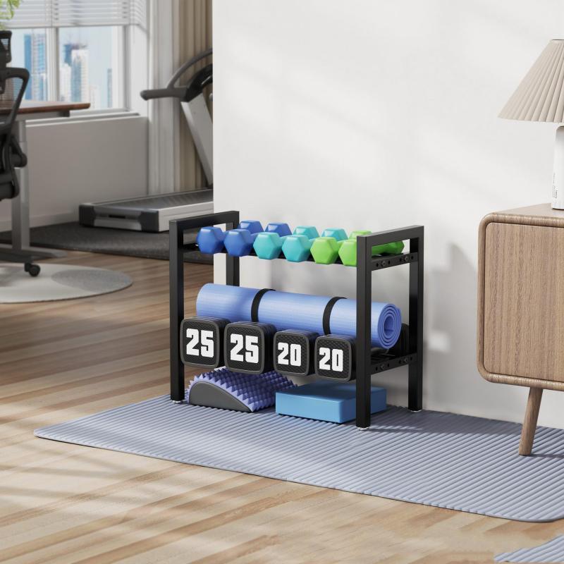 Sports Equipment Rack - Adjustable Metal Dumbbell Rack, Home Gym
