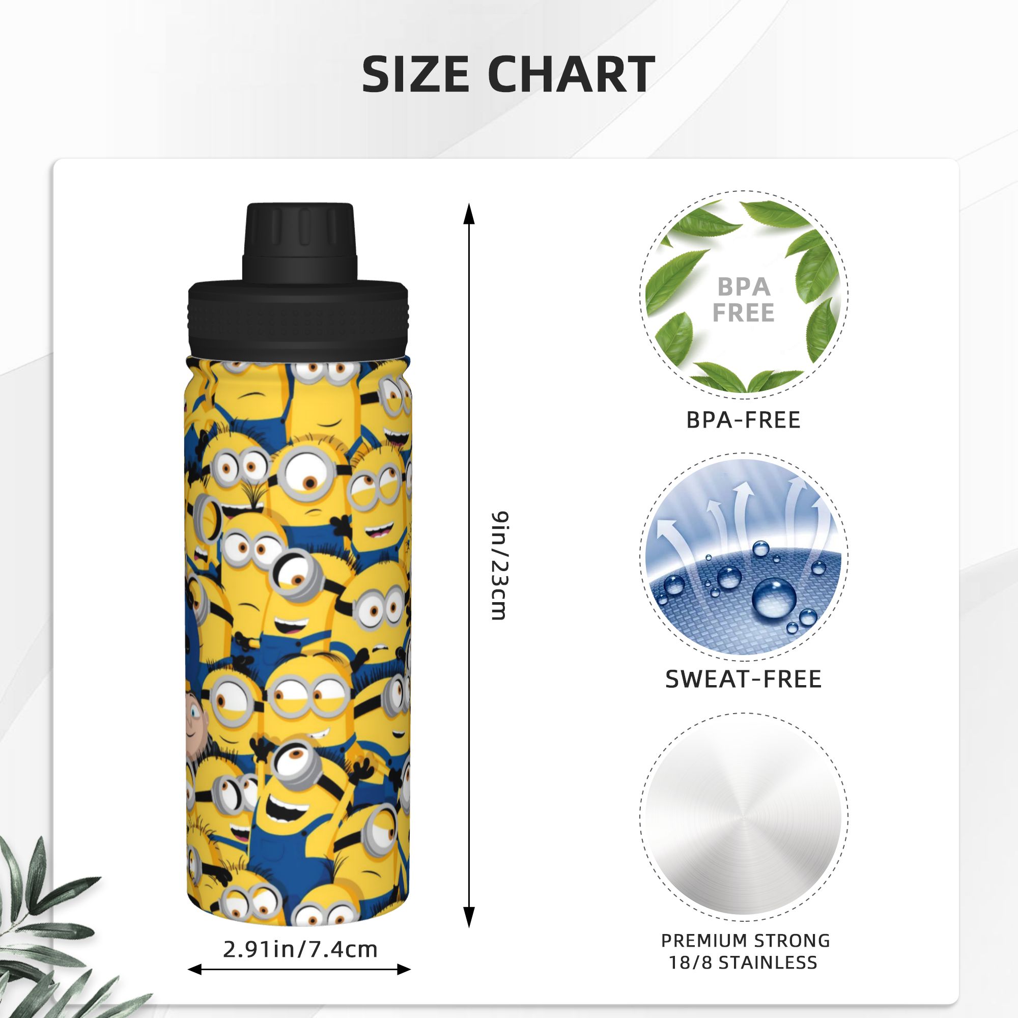 Cartoon M-Minions 18OZ Sports  - Sports Water Bottle Insulated ulasan dan harga